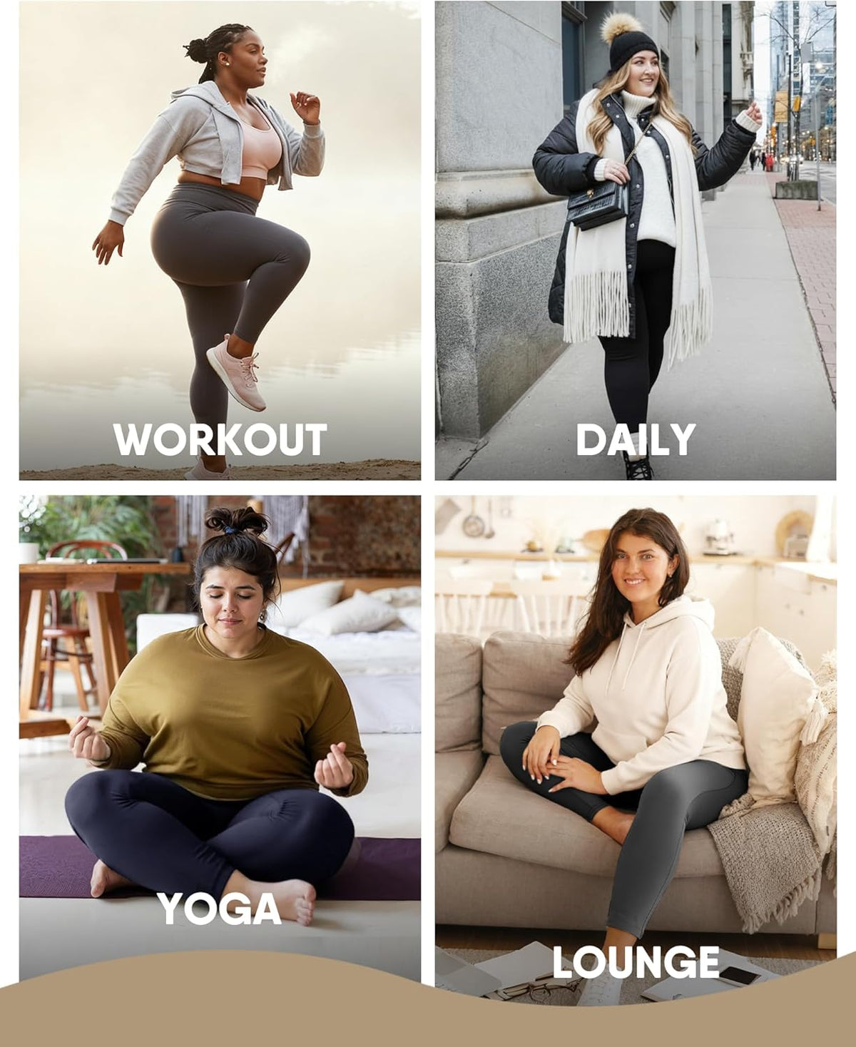 3 Pack Plus Size Leggings with Pockets for Women - Black High Waisted Tummy Control Soft Yoga Pants for Gym Workout