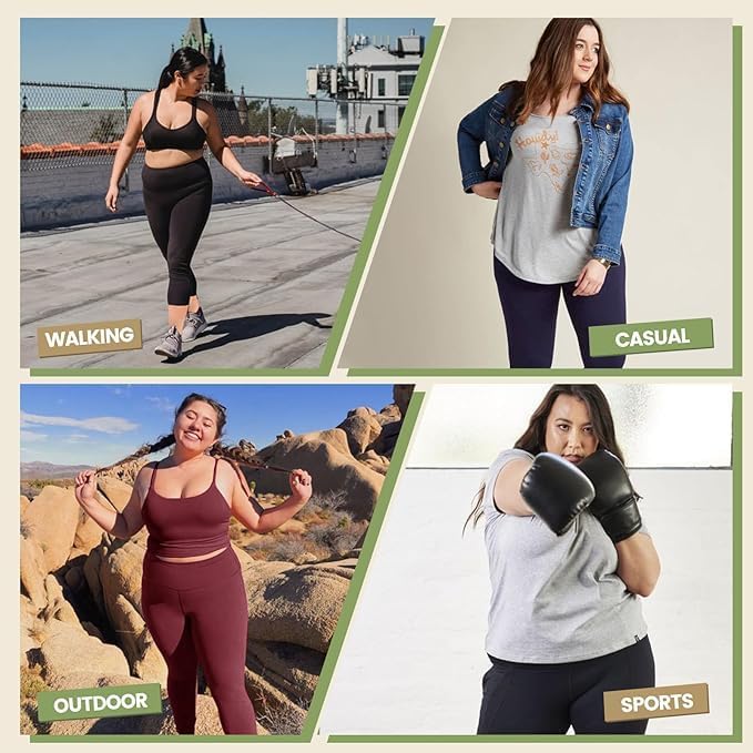 3 Pack Plus Size Leggings with Pockets for Women - Black High Waisted Tummy Control Soft Yoga Pants for Gym Workout