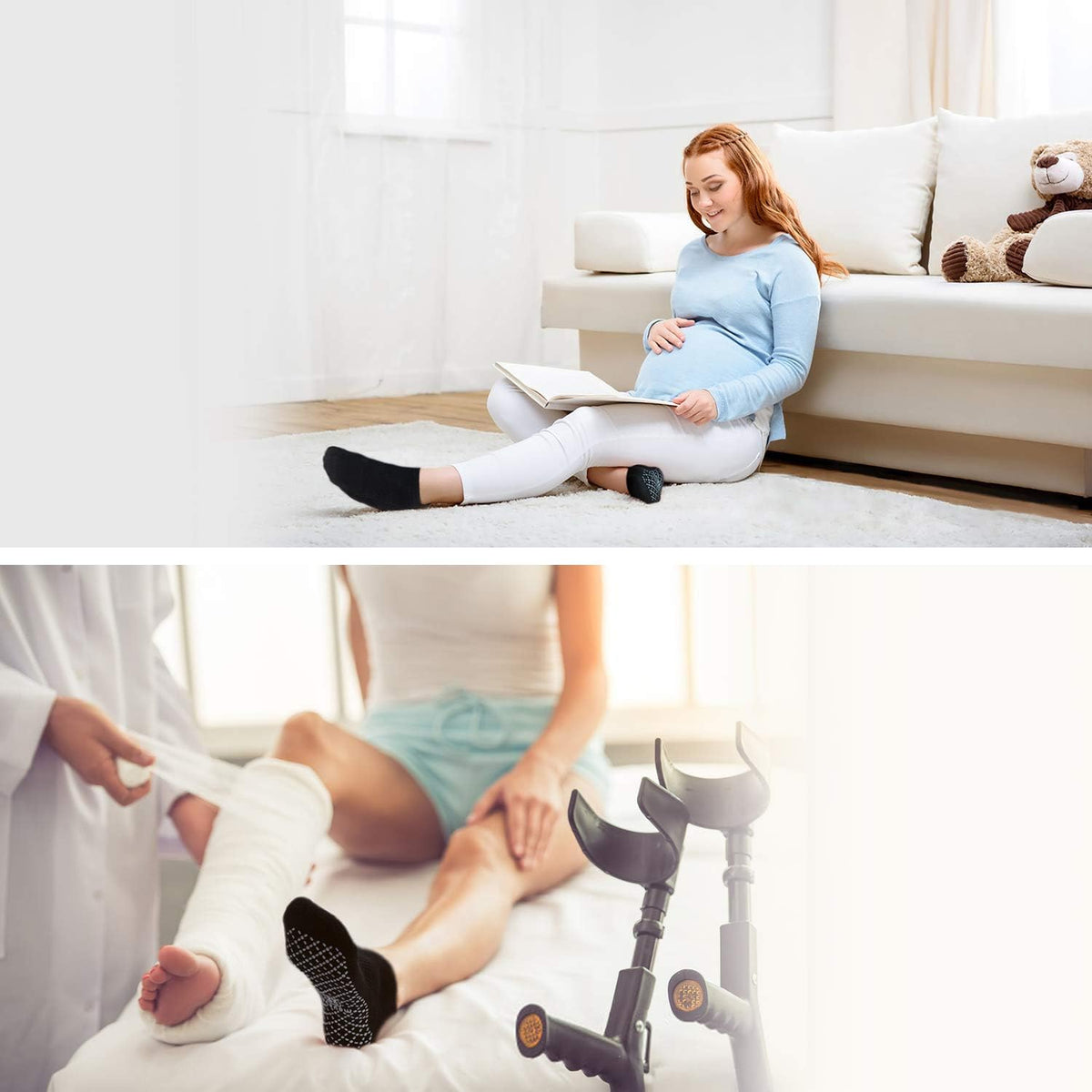 Unisex Non Slip Grip Socks with Cushion for Yoga Pilates Barre Home & Hospital