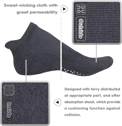 Unisex Non Slip Grip Socks with Cushion for Yoga Pilates Barre Home & Hospital
