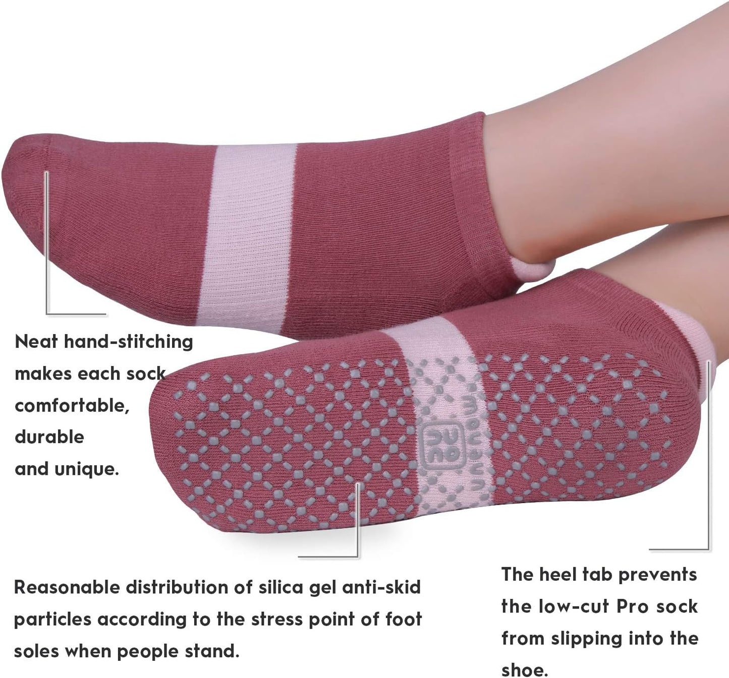 Unisex Non Slip Grip Socks with Cushion for Yoga Pilates Barre Home & Hospital