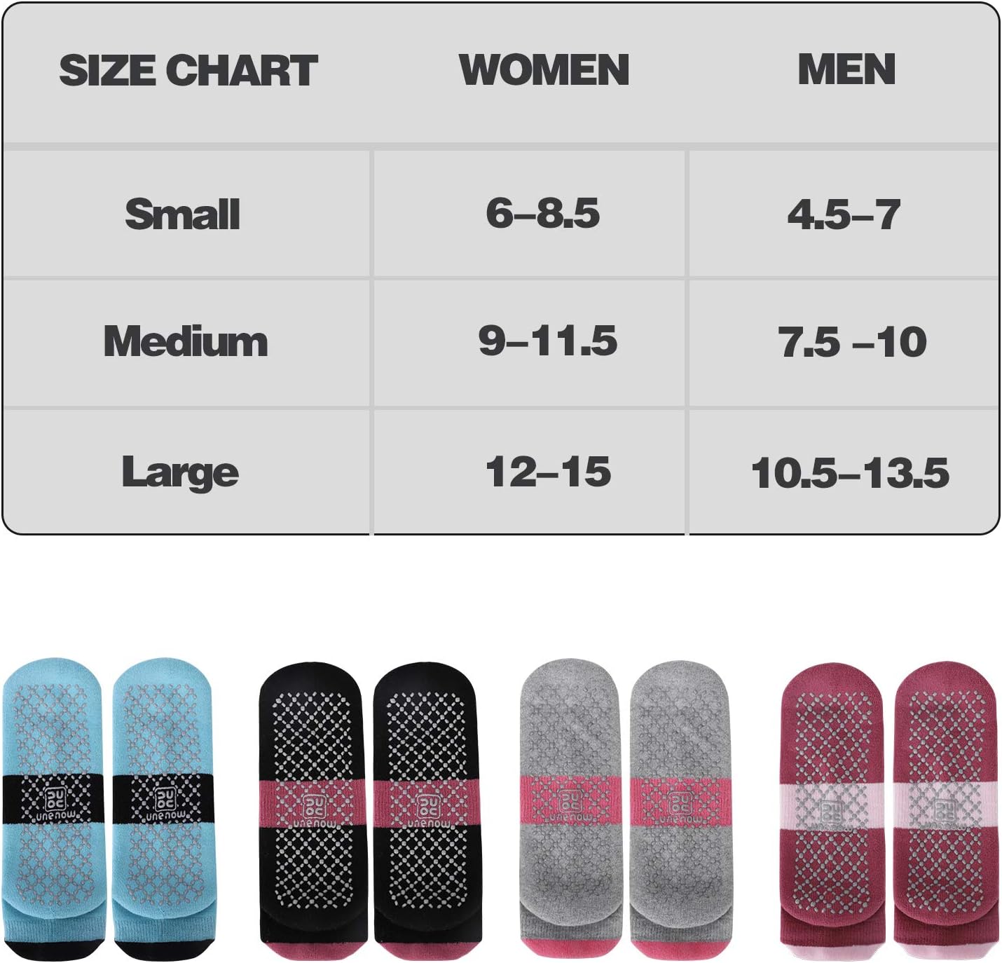 Unisex Non Slip Grip Socks with Cushion for Yoga Pilates Barre Home & Hospital