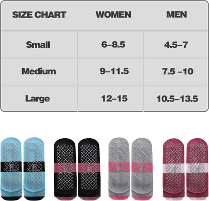 Unisex Non Slip Grip Socks with Cushion for Yoga Pilates Barre Home & Hospital