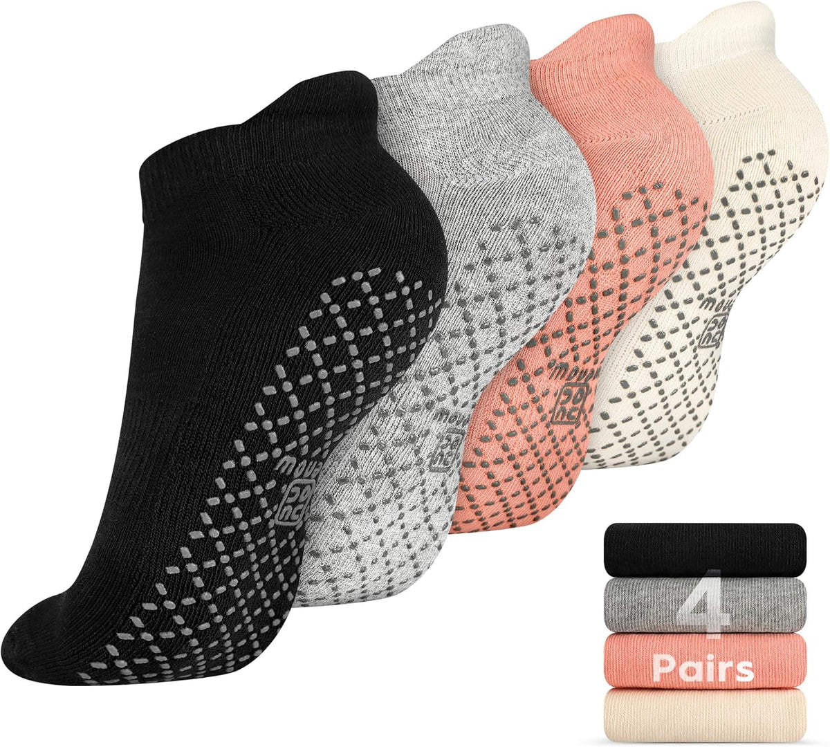 Unisex Non Slip Grip Socks with Cushion for Yoga Pilates Barre Home & Hospital