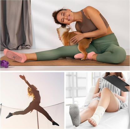 Unisex Non Slip Grip Socks with Cushion for Yoga Pilates Barre Home & Hospital