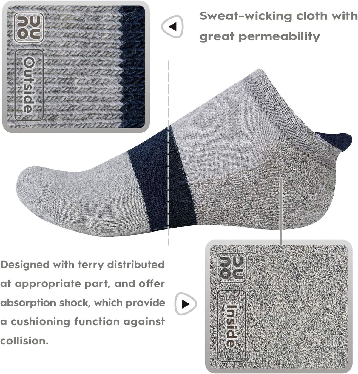 Unisex Non Slip Grip Socks with Cushion for Yoga Pilates Barre Home & Hospital