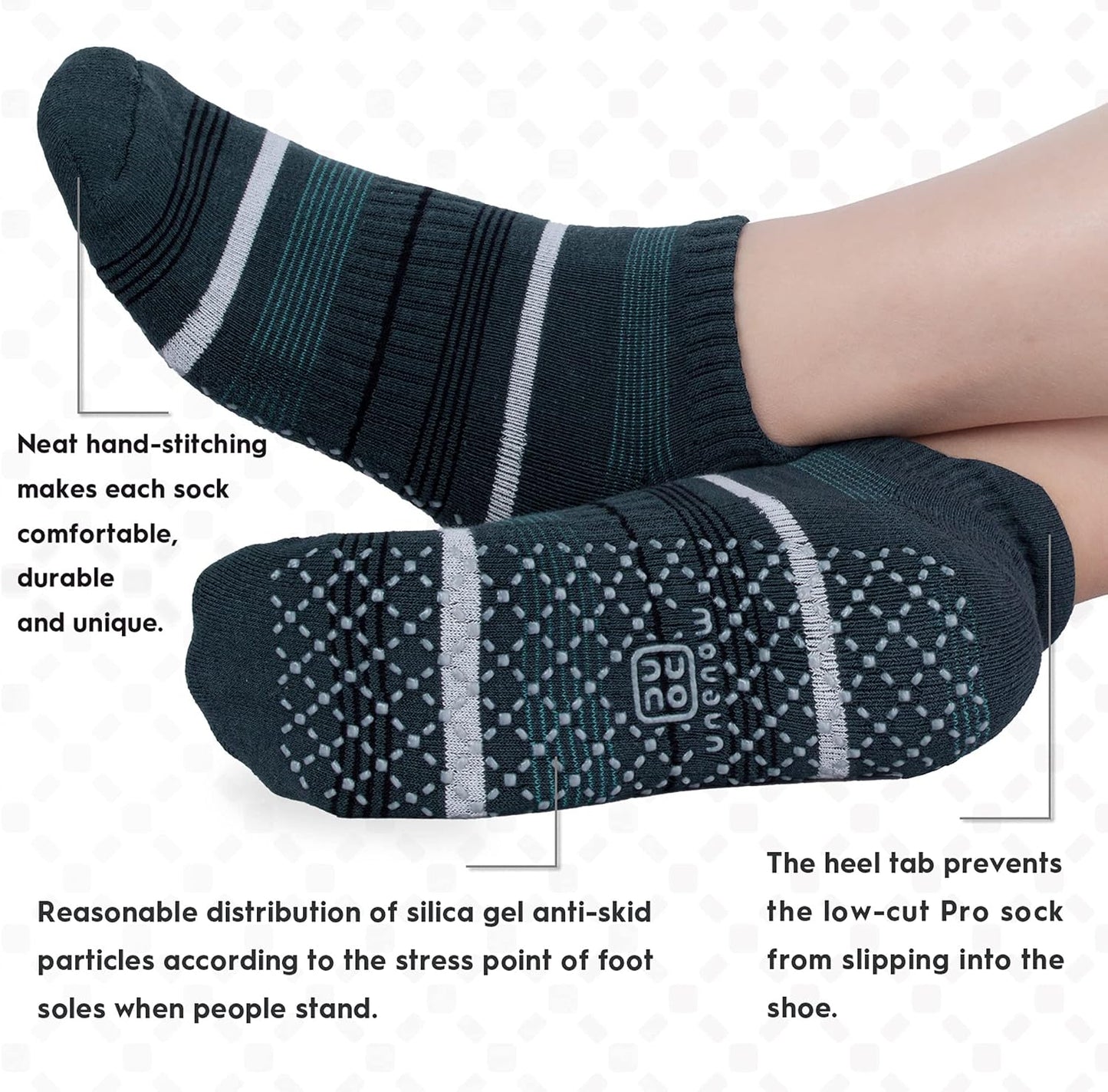 Unisex Non Slip Grip Socks with Cushion for Yoga Pilates Barre Home & Hospital