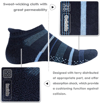 Unisex Non Slip Grip Socks with Cushion for Yoga Pilates Barre Home & Hospital