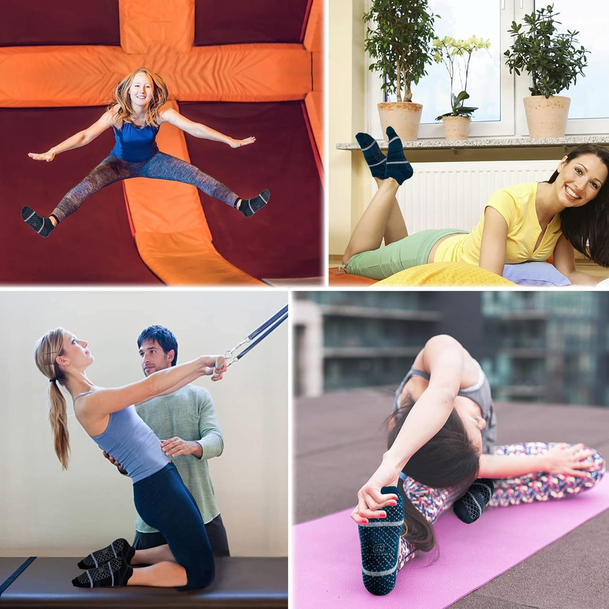 Unisex Non Slip Grip Socks with Cushion for Yoga Pilates Barre Home & Hospital
