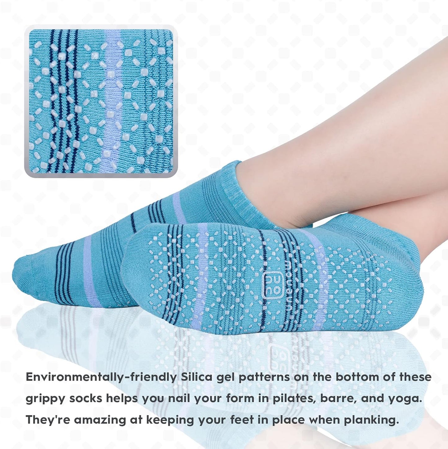 Unisex Non Slip Grip Socks with Cushion for Yoga Pilates Barre Home & Hospital