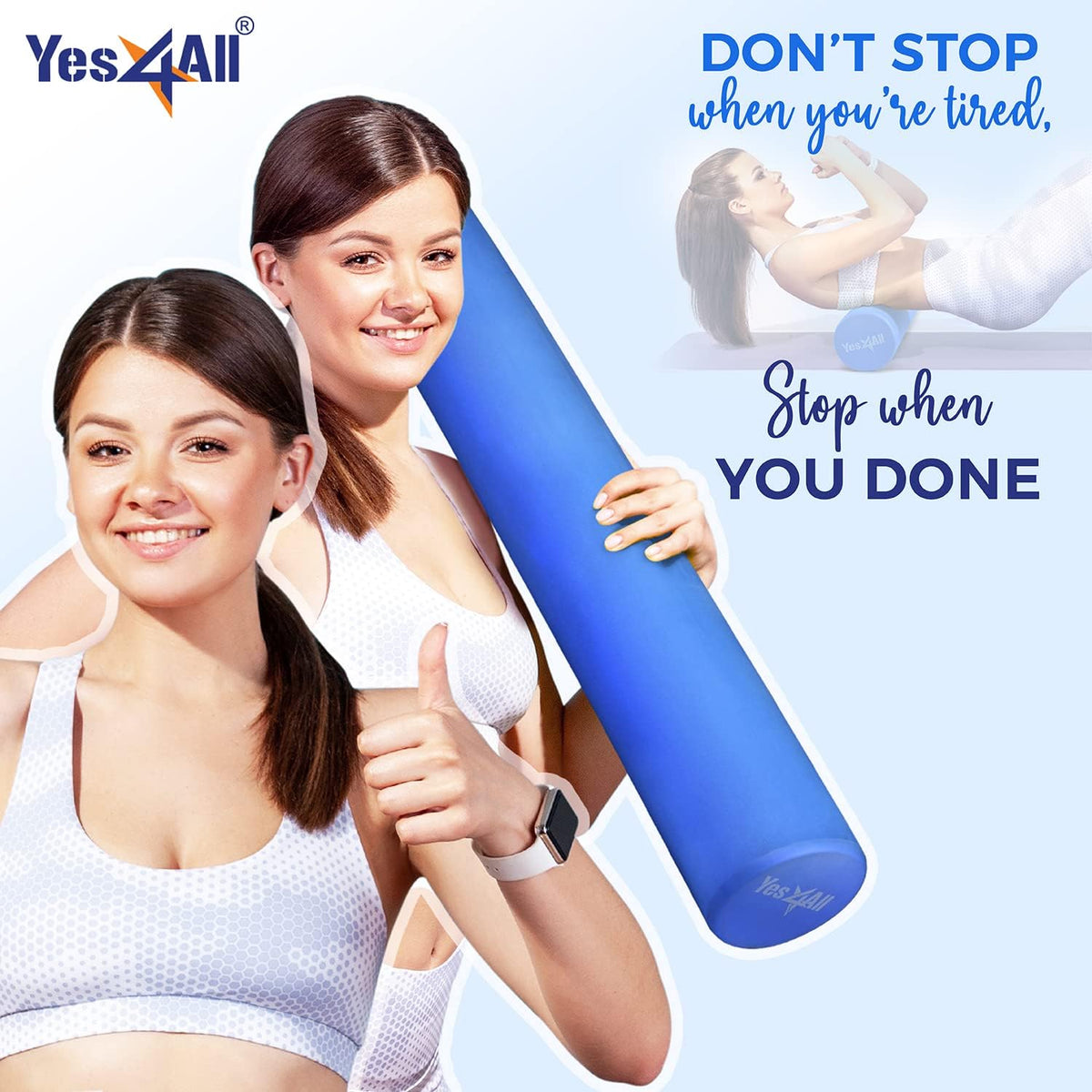 EVA Firm Foam Roller for Back - Round Back Roller for Exercise, Yoga & Pilates 12/18/24/36 inch