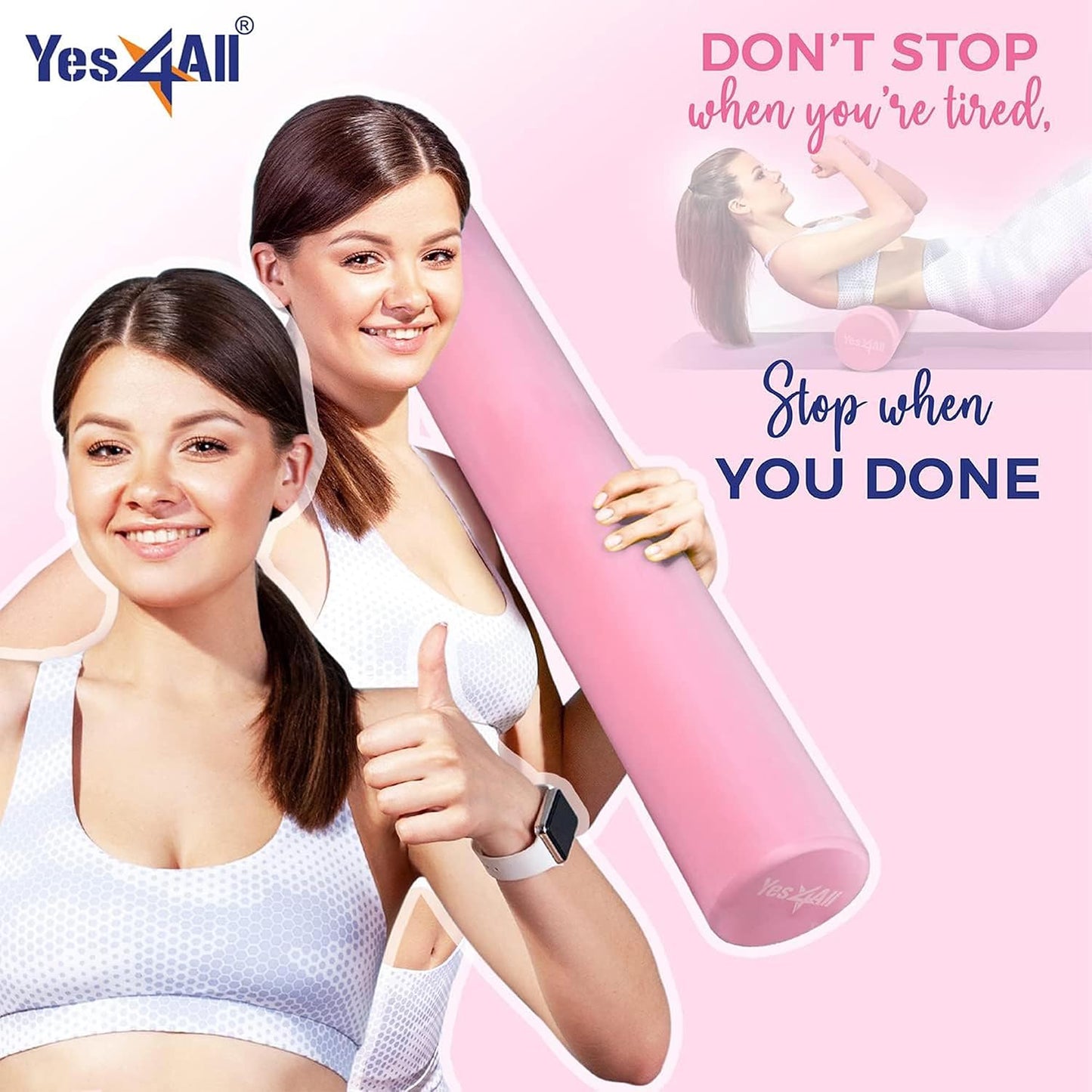 EVA Firm Foam Roller for Back - Round Back Roller for Exercise, Yoga & Pilates 12/18/24/36 inch