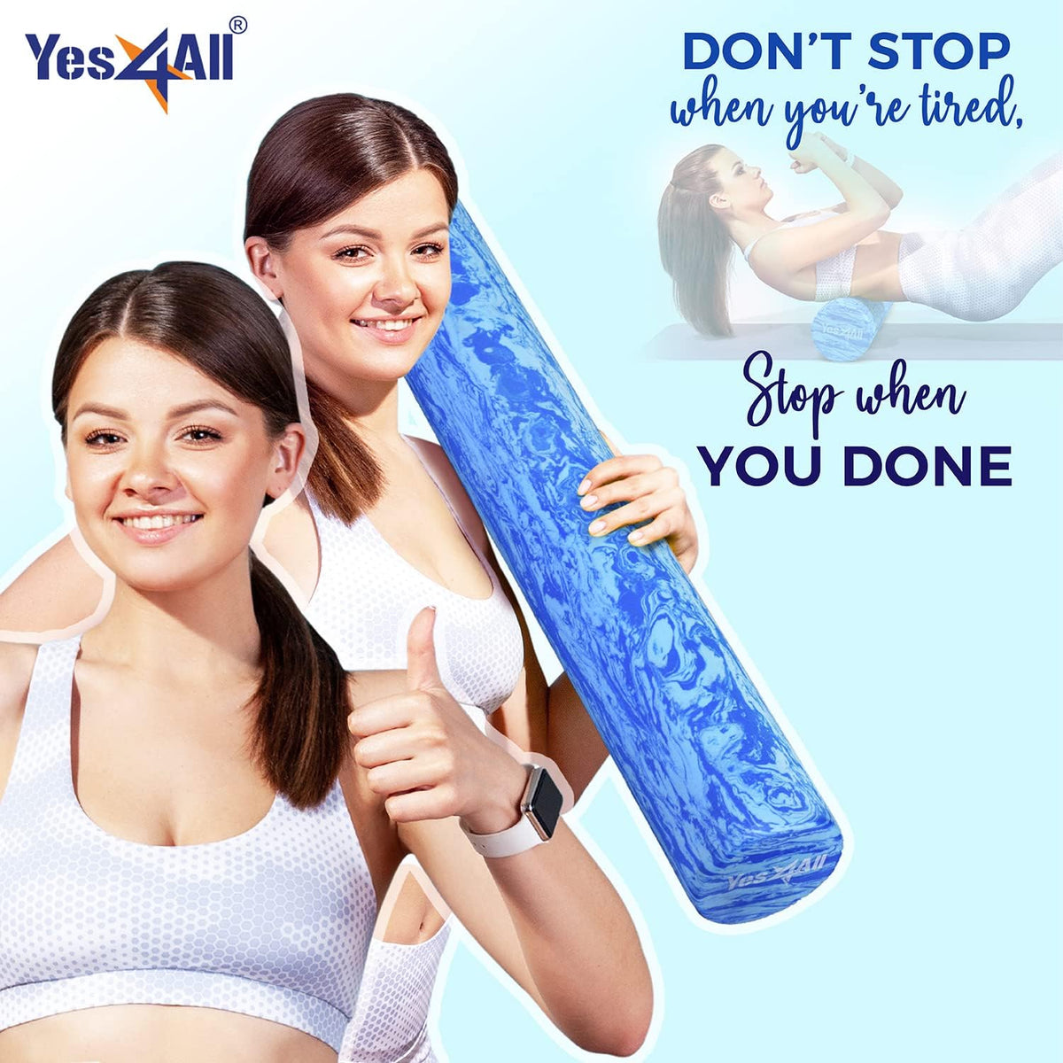EVA Firm Foam Roller for Back - Round Back Roller for Exercise, Yoga & Pilates 12/18/24/36 inch