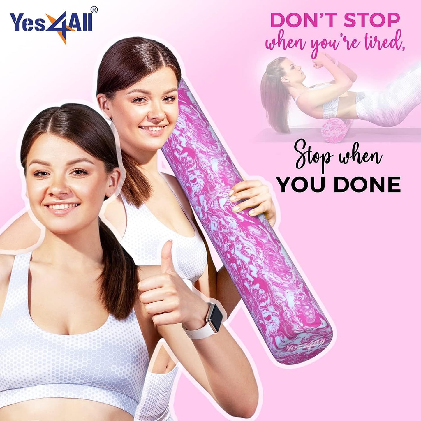 EVA Firm Foam Roller for Back - Round Back Roller for Exercise, Yoga & Pilates 12/18/24/36 inch