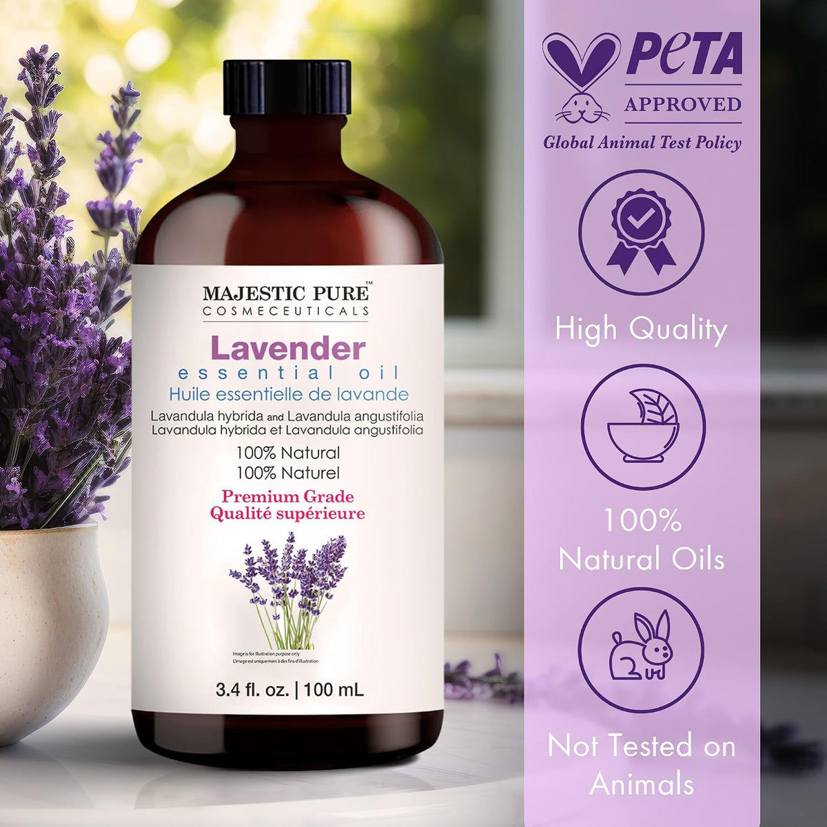 Majestic Pure Lavender Essential Oil for Diffuser - 4 Fl Oz
