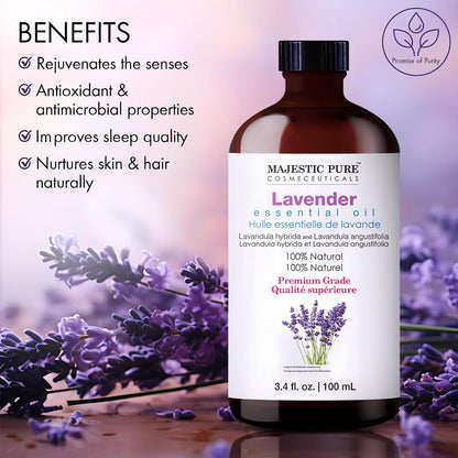 Majestic Pure Lavender Essential Oil for Diffuser - 4 Fl Oz