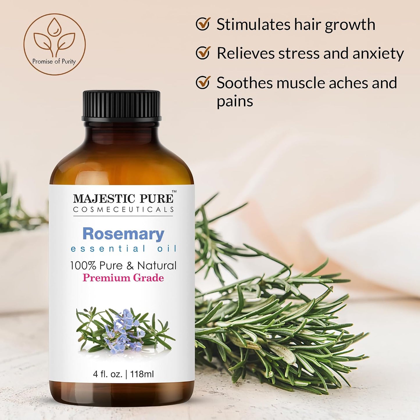Majestic Pure Lavender Essential Oil for Diffuser - 4 Fl Oz