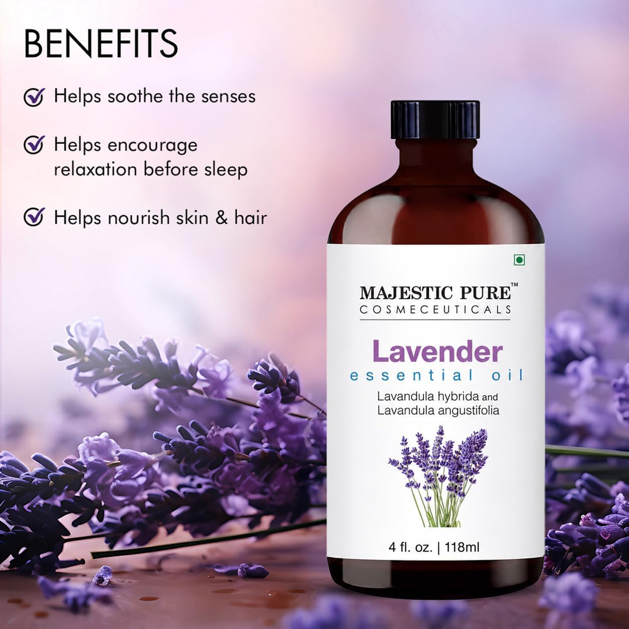Majestic Pure Lavender Essential Oil for Diffuser - 4 Fl Oz