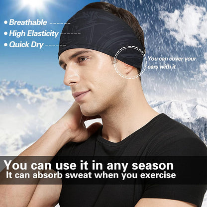Mens Running Headband,5Pack,Mens Sweatband Sports Headband for Running,Cycling,Basketball,Yoga,Fitness Workout Stretchy Unisex Hairband