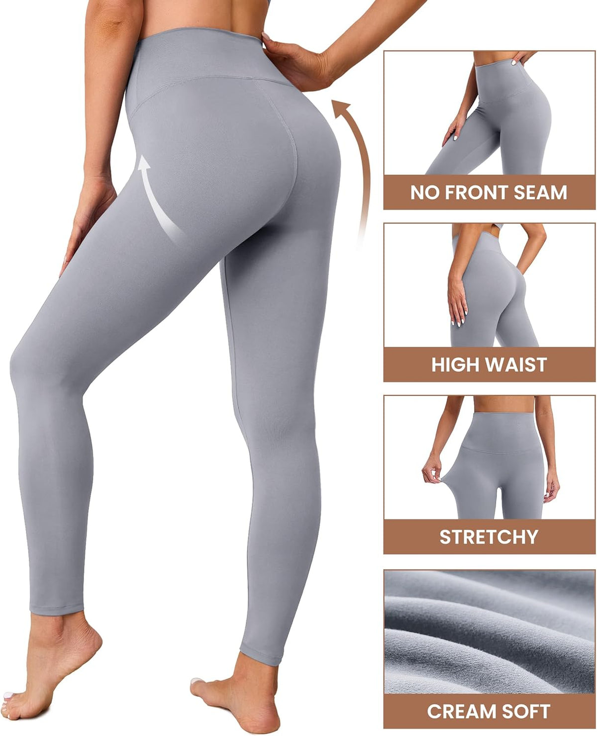 Creamlush 4 Pack Leggings for Women-High Waisted Ultra Soft Stretchy Yoga Lounge Pants