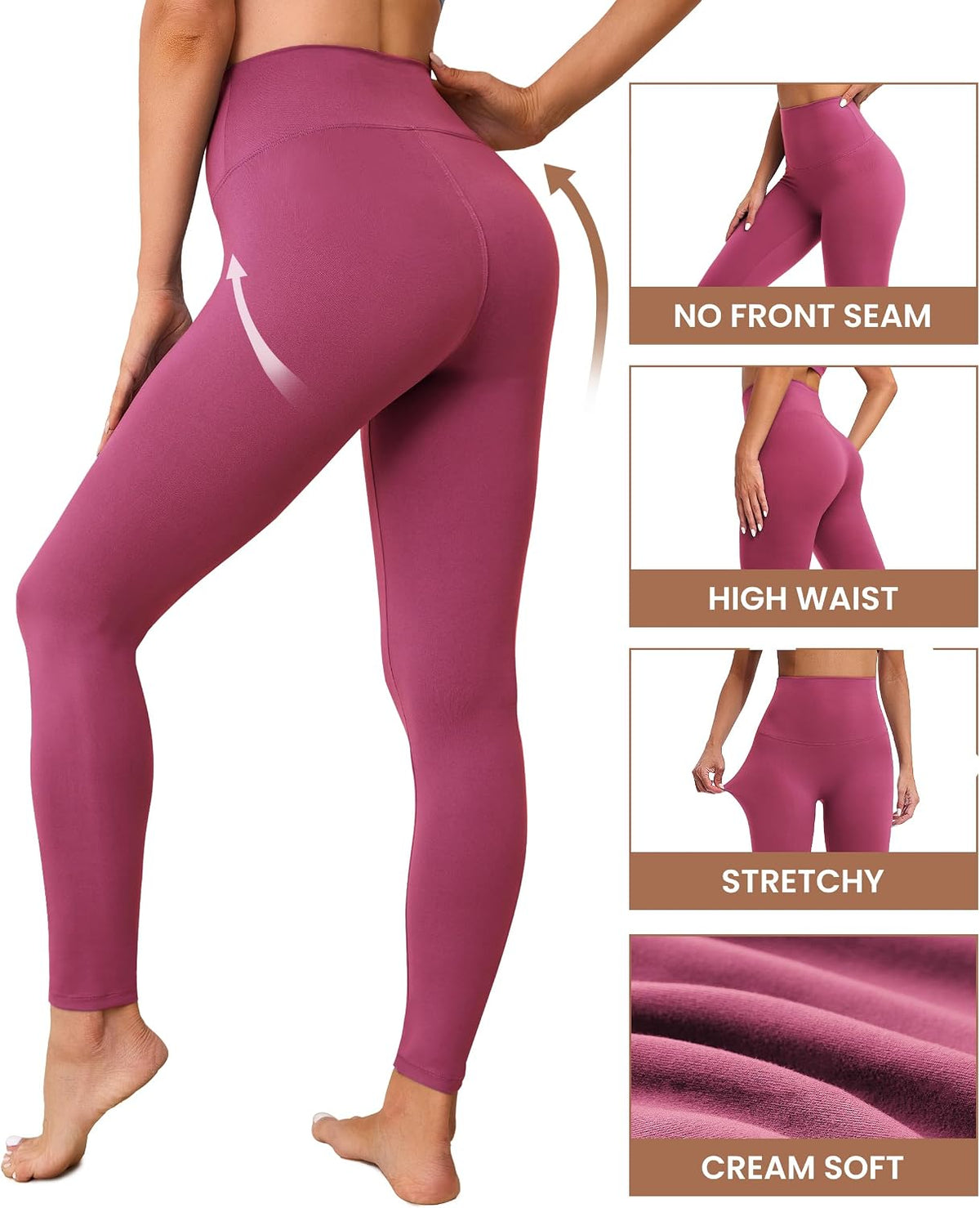 Creamlush 4 Pack Leggings for Women-High Waisted Ultra Soft Stretchy Yoga Lounge Pants