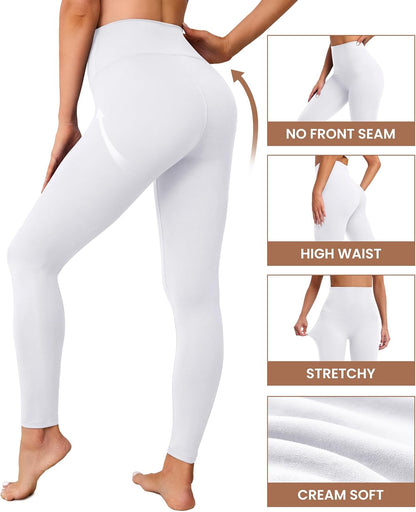 Creamlush 4 Pack Leggings for Women-High Waisted Ultra Soft Stretchy Yoga Lounge Pants