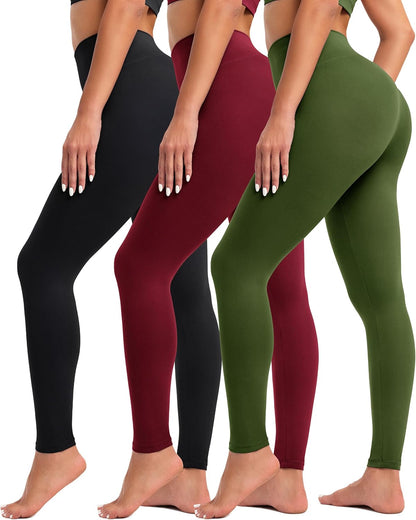 Creamlush 4 Pack Leggings for Women-High Waisted Ultra Soft Stretchy Yoga Lounge Pants