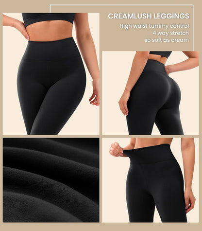 Creamlush 4 Pack Leggings for Women-High Waisted Ultra Soft Stretchy Yoga Lounge Pants