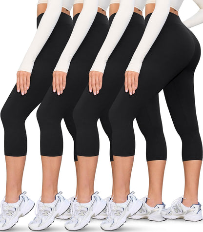 Creamlush 4 Pack Leggings for Women-High Waisted Ultra Soft Stretchy Yoga Lounge Pants