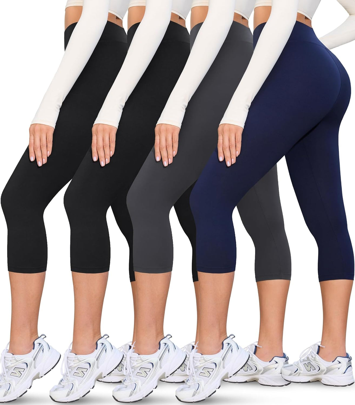 Creamlush 4 Pack Leggings for Women-High Waisted Ultra Soft Stretchy Yoga Lounge Pants