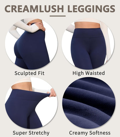 Creamlush 4 Pack Leggings for Women-High Waisted Ultra Soft Stretchy Yoga Lounge Pants
