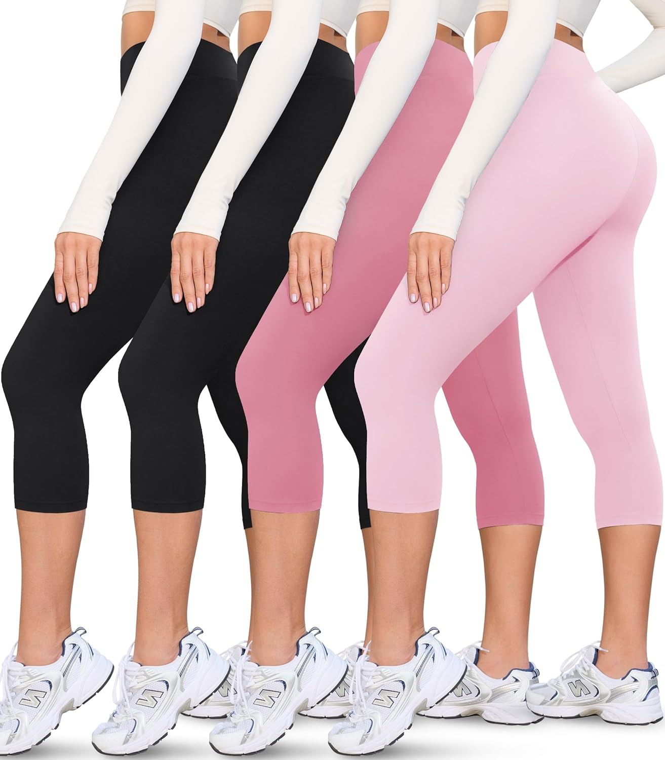 Creamlush 4 Pack Leggings for Women-High Waisted Ultra Soft Stretchy Yoga Lounge Pants
