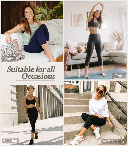 Creamlush 4 Pack Leggings for Women-High Waisted Ultra Soft Stretchy Yoga Lounge Pants