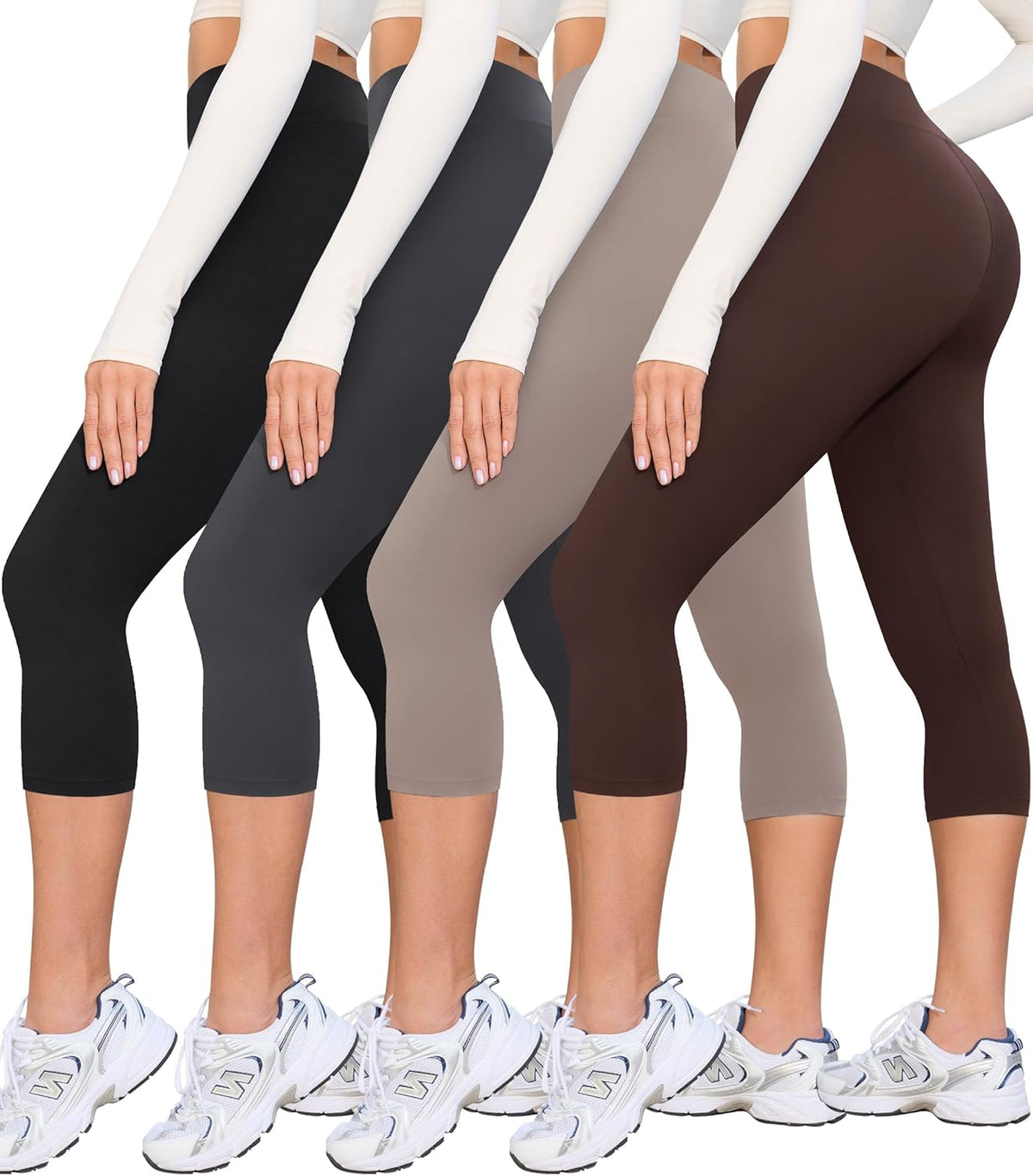 Creamlush 4 Pack Leggings for Women-High Waisted Ultra Soft Stretchy Yoga Lounge Pants