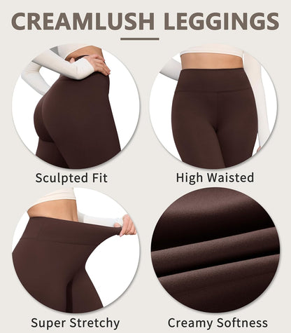Creamlush 4 Pack Leggings for Women-High Waisted Ultra Soft Stretchy Yoga Lounge Pants