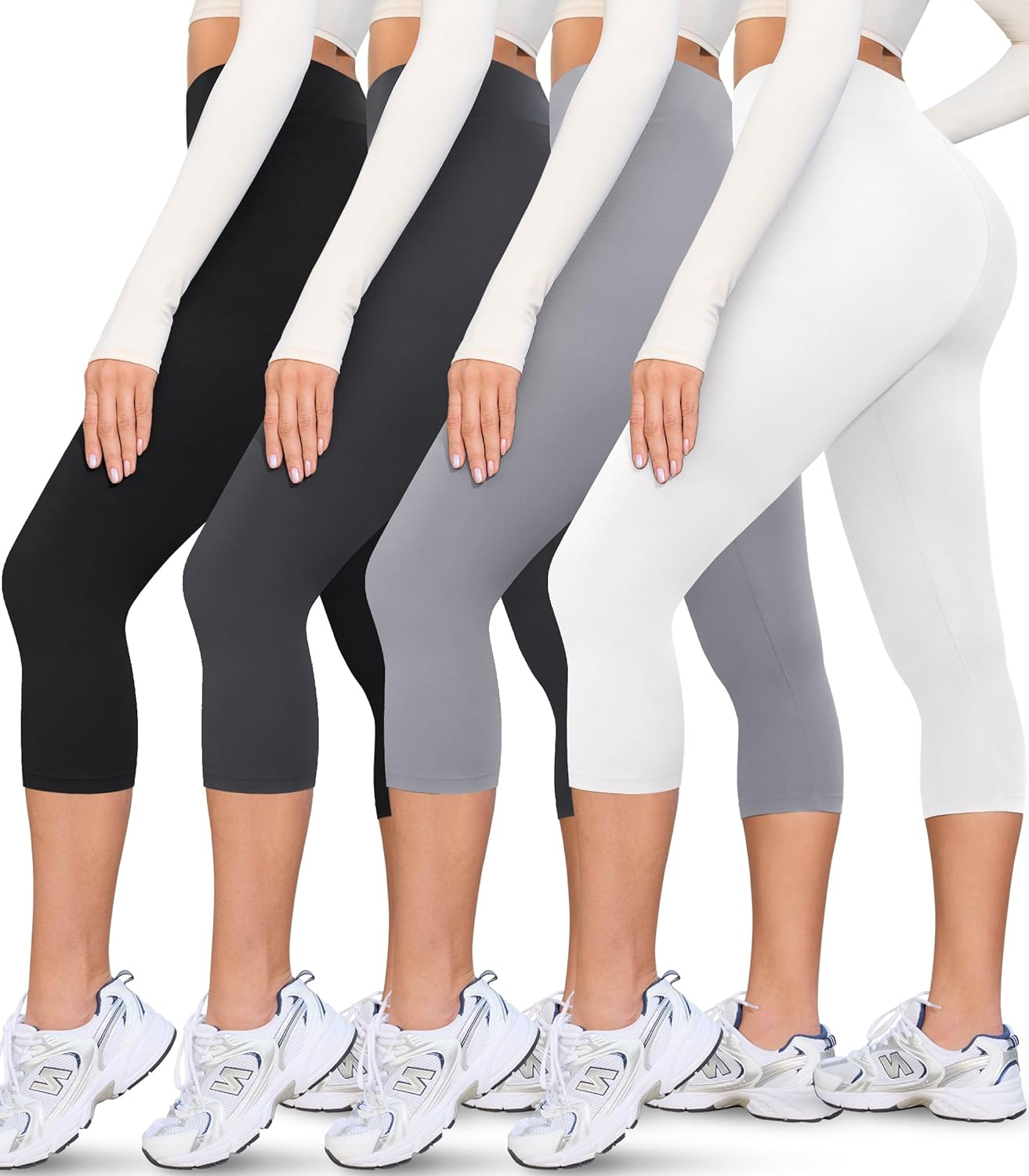 Creamlush 4 Pack Leggings for Women-High Waisted Ultra Soft Stretchy Yoga Lounge Pants