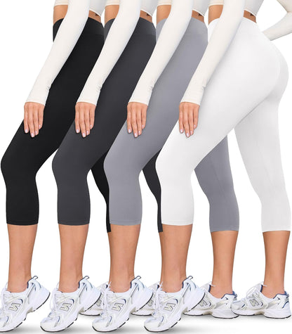 Creamlush 4 Pack Leggings for Women-High Waisted Ultra Soft Stretchy Yoga Lounge Pants