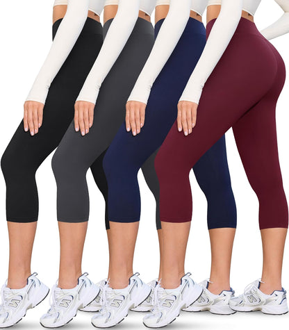 Creamlush 4 Pack Leggings for Women-High Waisted Ultra Soft Stretchy Yoga Lounge Pants