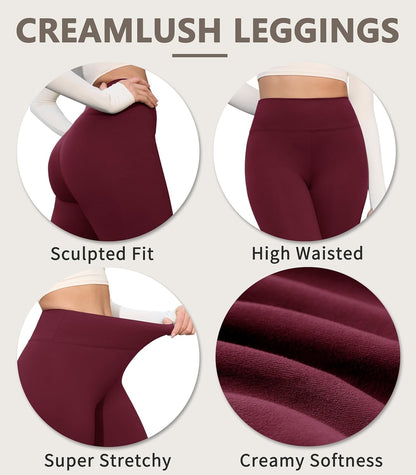Creamlush 4 Pack Leggings for Women-High Waisted Ultra Soft Stretchy Yoga Lounge Pants