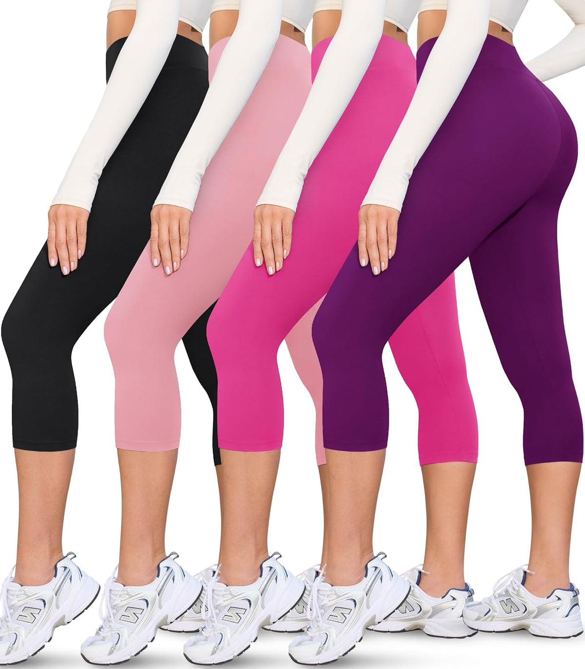 Creamlush 4 Pack Leggings for Women-High Waisted Ultra Soft Stretchy Yoga Lounge Pants