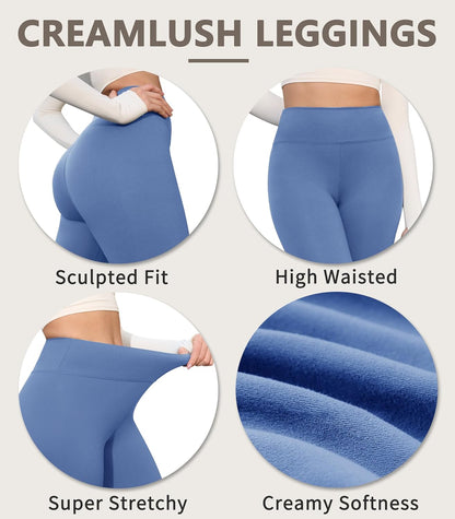 Creamlush 4 Pack Leggings for Women-High Waisted Ultra Soft Stretchy Yoga Lounge Pants