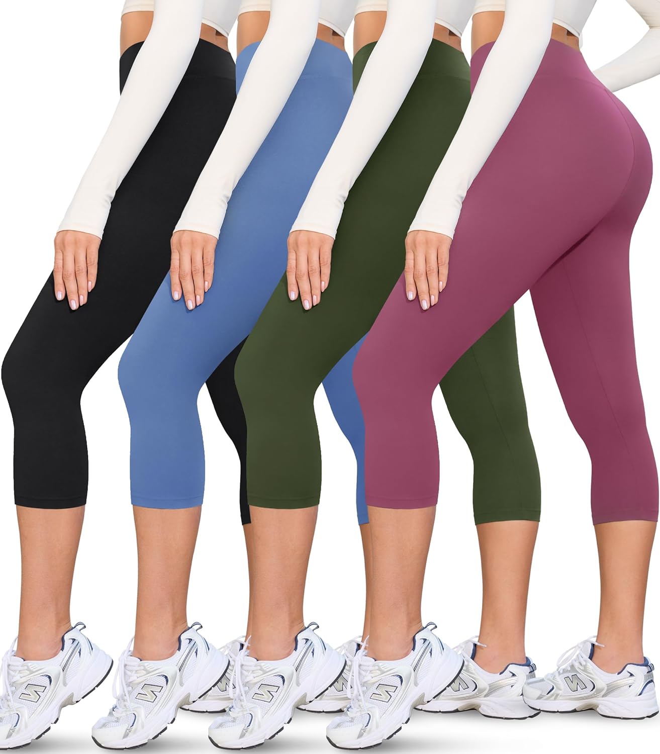 Creamlush 4 Pack Leggings for Women-High Waisted Ultra Soft Stretchy Yoga Lounge Pants