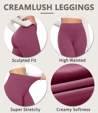 Creamlush 4 Pack Leggings for Women-High Waisted Ultra Soft Stretchy Yoga Lounge Pants