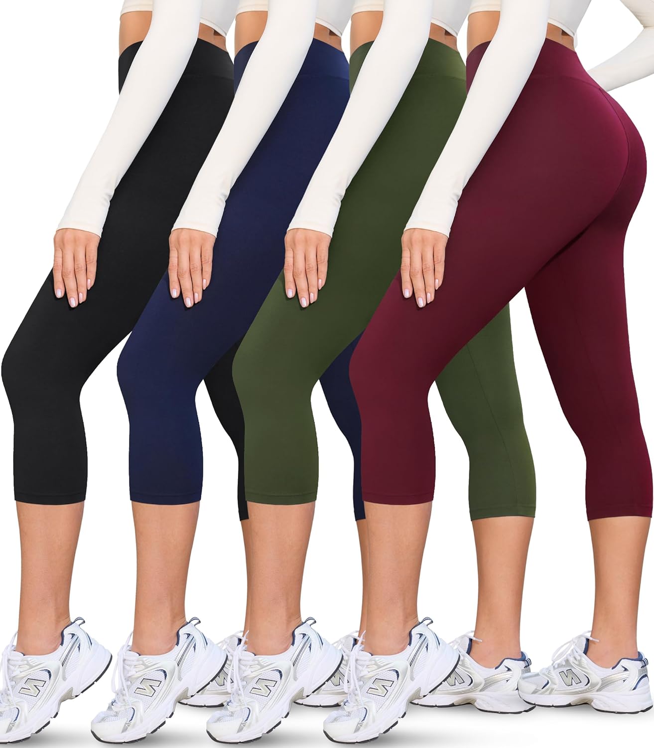 Creamlush 4 Pack Leggings for Women-High Waisted Ultra Soft Stretchy Yoga Lounge Pants