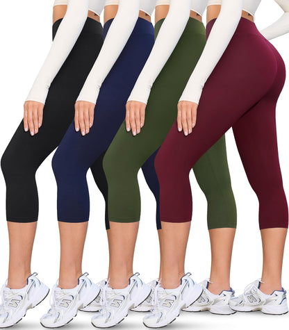 Creamlush 4 Pack Leggings for Women-High Waisted Ultra Soft Stretchy Yoga Lounge Pants