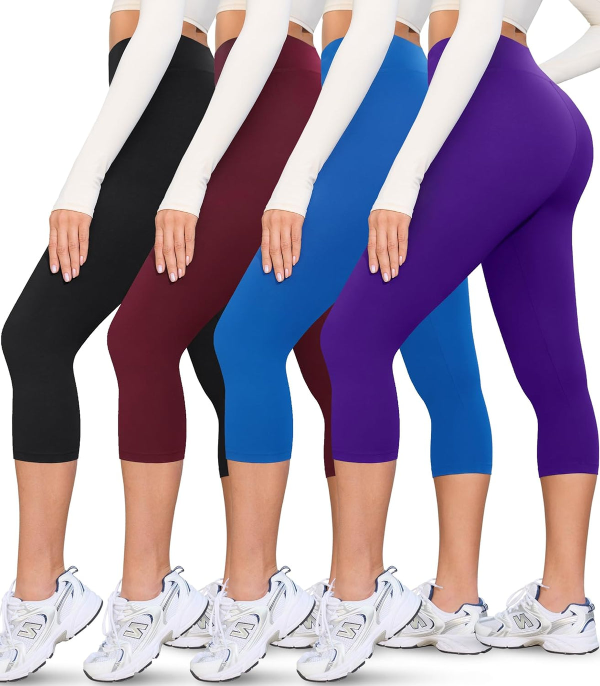 Creamlush 4 Pack Leggings for Women-High Waisted Ultra Soft Stretchy Yoga Lounge Pants