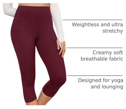 Creamlush 4 Pack Leggings for Women-High Waisted Ultra Soft Stretchy Yoga Lounge Pants