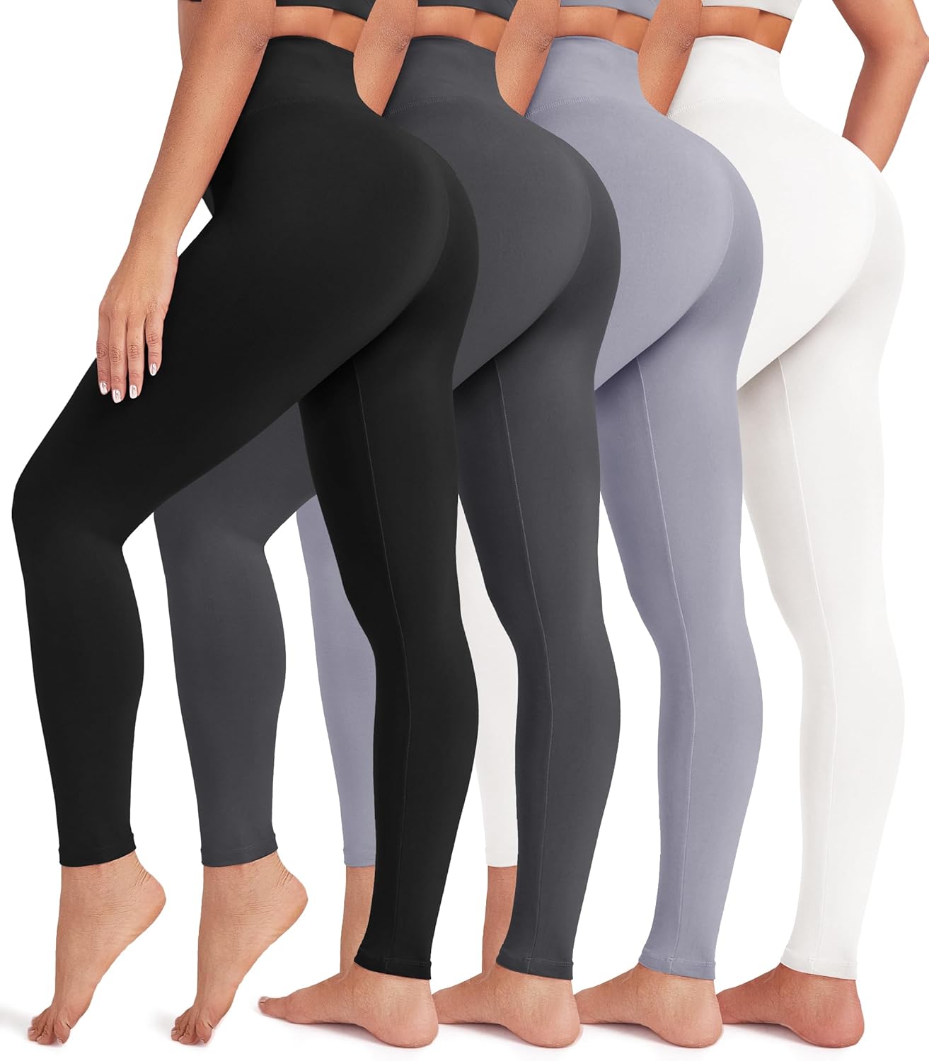 Creamlush 4 Pack Leggings for Women-High Waisted Ultra Soft Stretchy Yoga Lounge Pants