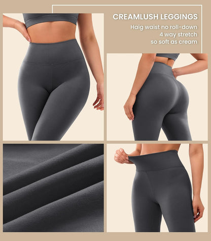 Creamlush 4 Pack Leggings for Women-High Waisted Ultra Soft Stretchy Yoga Lounge Pants