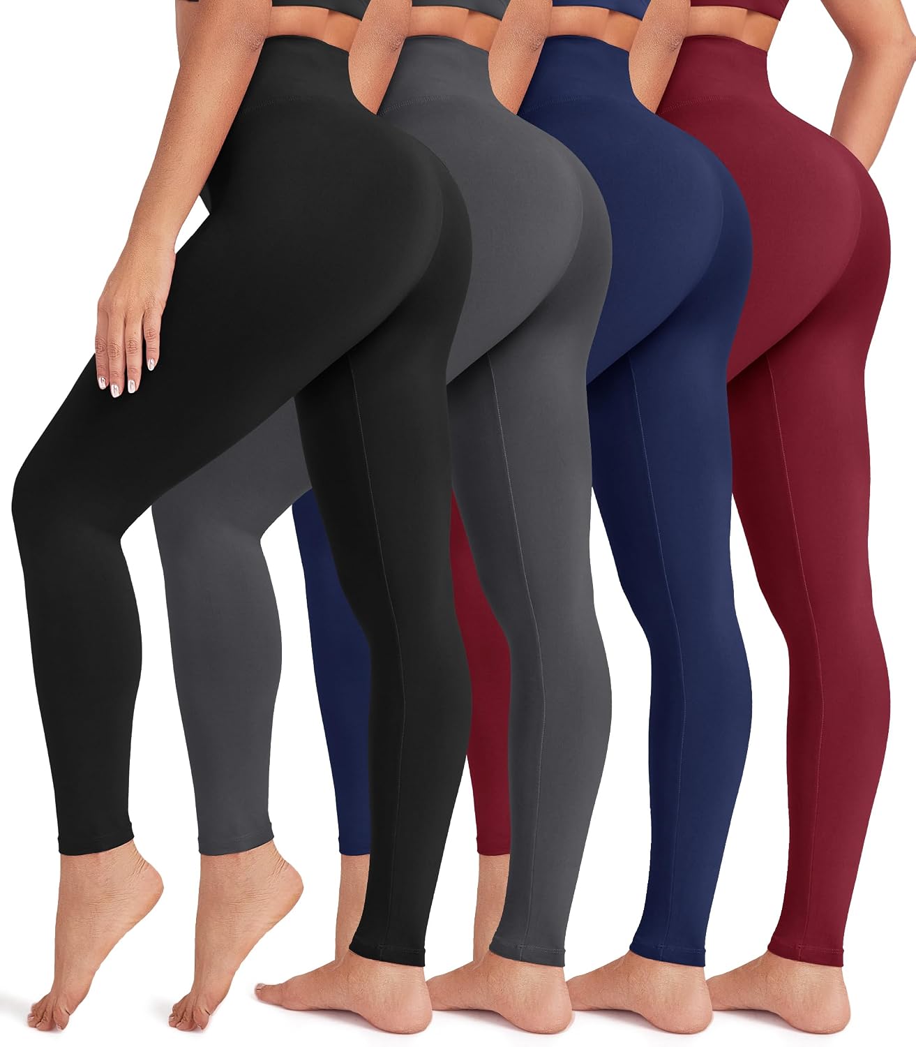 Creamlush 4 Pack Leggings for Women-High Waisted Ultra Soft Stretchy Yoga Lounge Pants